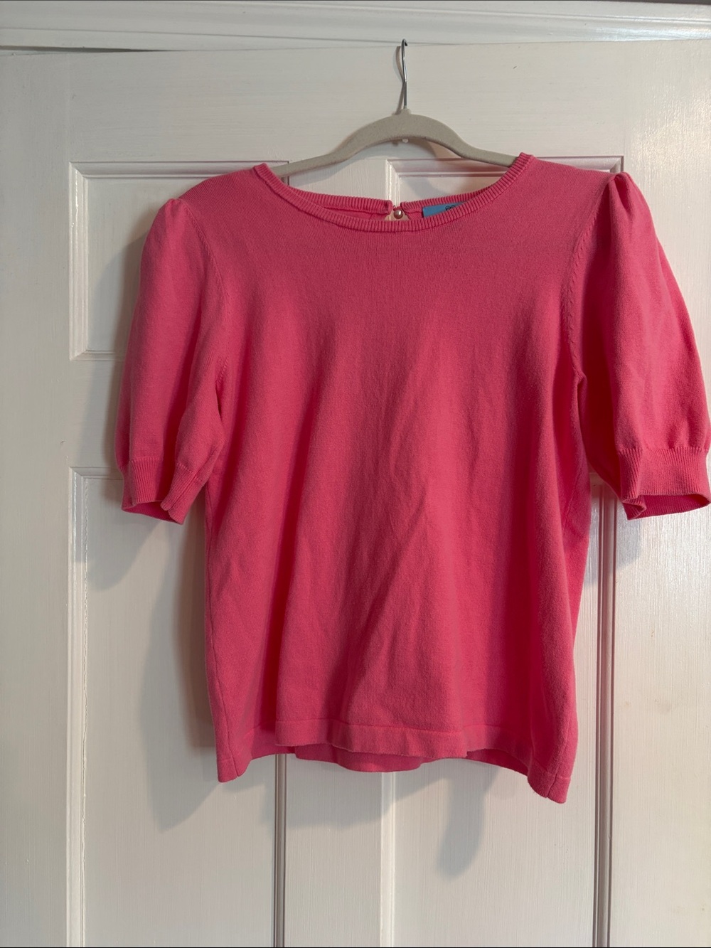 CeCe Hot Pink Puff Sleeve Knit Top
